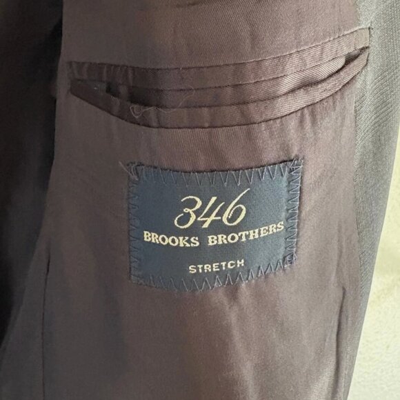 Brooks Brothers 346 Stretch Blazer Men’s 44R Navy Blue Suit Jacket Subtle Plaid - Picture 14 of 15